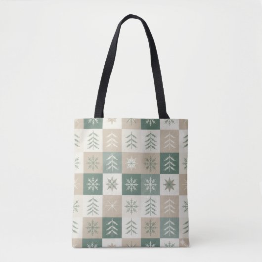 Seamless Scandinavian Christmas tree pattern Tote Bag (Voorkant)