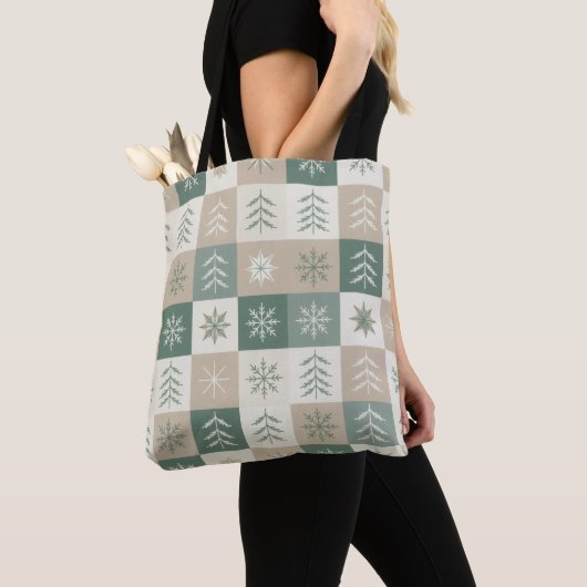 Seamless Scandinavian Christmas tree pattern Tote Bag (Dichtbij)