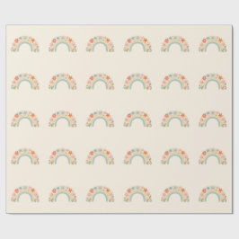 Seamless Smiling Flowers Pastel Rainbow Pattern Cadeaupapier