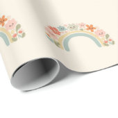 Seamless Smiling Flowers Pastel Rainbow Pattern Cadeaupapier (Rol Hoek)