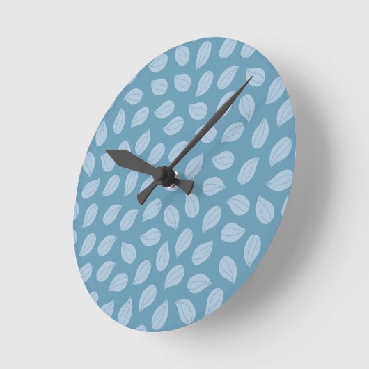 Seamless Soft Blue Leaf Pattern Ronde Klok (Hoek)