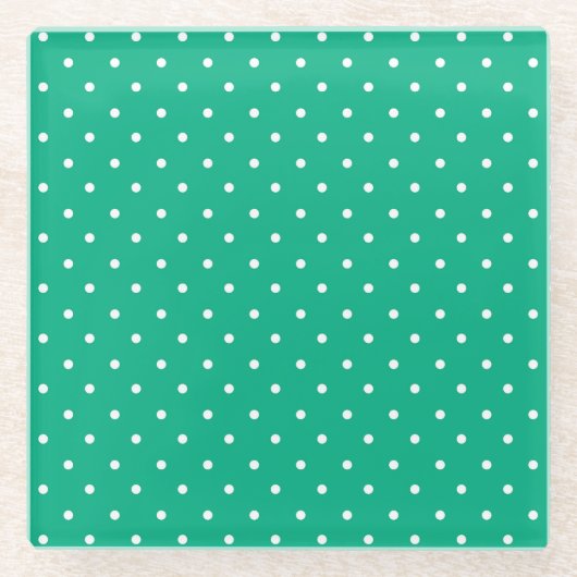Seamless solid teal polka dot pattern glazen onderzetter (Voorkant)