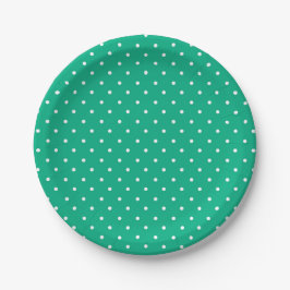 Seamless solid teal polka dot pattern papieren bordje