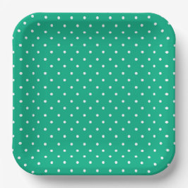 Seamless solid teal polka dot pattern papieren bordje