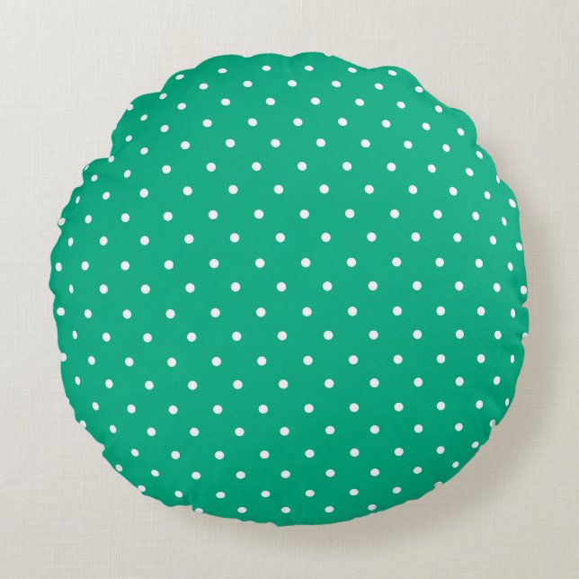 Seamless solid teal polka dot pattern rond kussen (Voorkant)