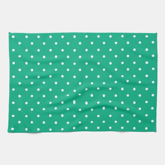 Seamless solid teal polka dot pattern theedoek (Horizontaal)