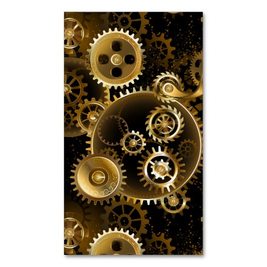 Seamless Steampunk Brass Gears Magnetisch Visitekaartje (Voorkant Verticaal)