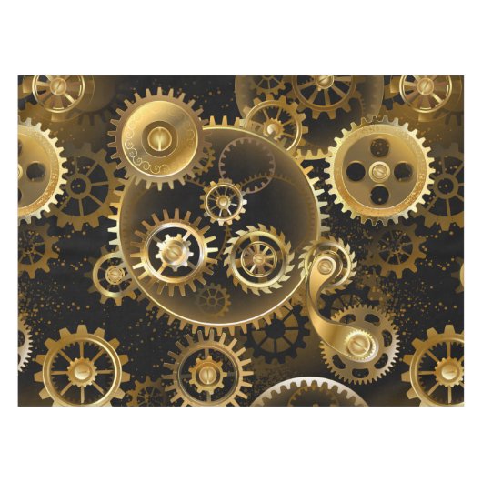 Seamless Steampunk Brass Gears Tafelkleed (Voorkant (Horizontaal))