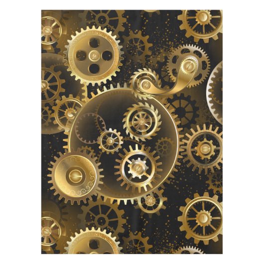 Seamless Steampunk Brass Gears Tafelkleed (Voorkant)