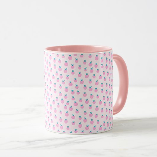 Seamless Strawberry Pattern – Pastel Pink Cute  Mok (Voorkant rechts)