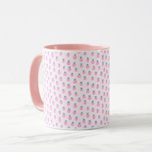 Seamless Strawberry Pattern – Pastel Pink Cute  Mok (Voorkant links)