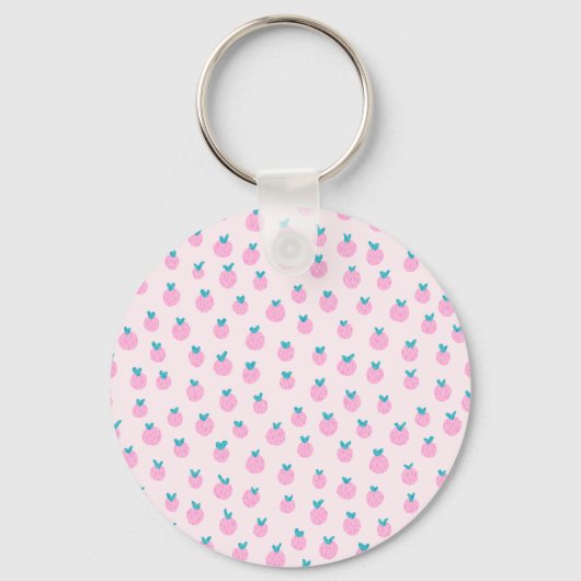Seamless Strawberry Pattern – Pastel Pink Cute  Sleutelhanger (Achterkant)