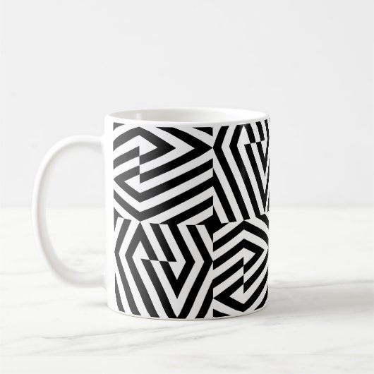Seamless texture with oblique black bandsgeometric koffiemok (Links)