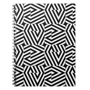 Seamless texture with oblique black bandsgeometric notitieboek
