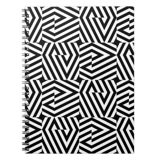 Seamless texture with oblique black bandsgeometric notitieboek (Voorkant)