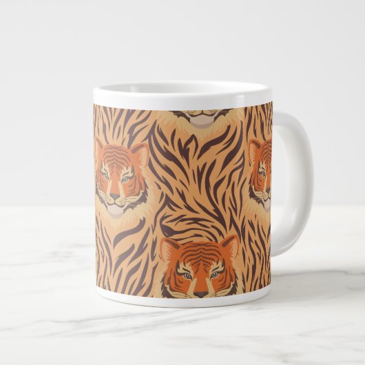 Seamless tiger stripe pattern grote koffiekop (Voorkant rechts)