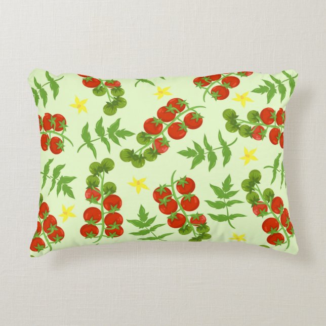 Seamless tomato pattern. Vegetable print. Vintage  Accent Kussen (Voorkant)