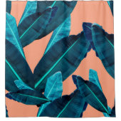 Seamless tropical flower, plant and leaf pattern b douchegordijn (Voorkant)