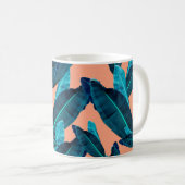 Seamless tropical flower, plant and leaf pattern b koffiemok (Voorkant rechts)