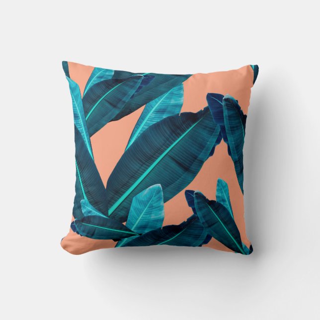 Seamless tropical flower, plant and leaf pattern b kussen (Voorkant)
