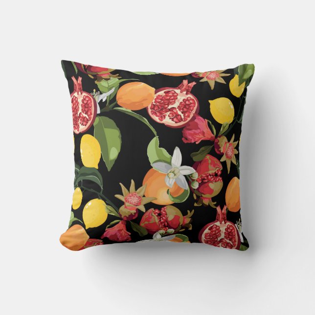 Seamless Tropical Fruits Pattern. Exotic Backgroun Kussen (Voorkant)