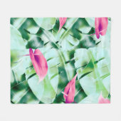 Seamless tropical leaves pattern background, retro fleece deken (Voorkant (Horizontaal))