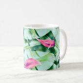 Seamless tropical leaves pattern background, retro koffiemok (Voorkant rechts)