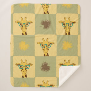 Seamless tropical pattern with giraffe and palm le sherpa deken