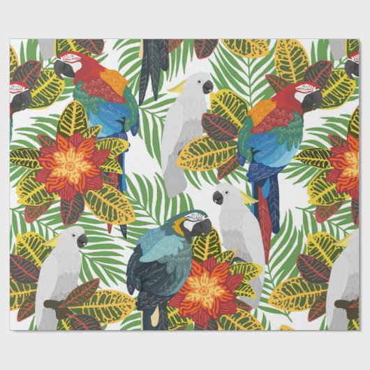Seamless tropical pattern with parrots.  cadeaupapier (Vlak)