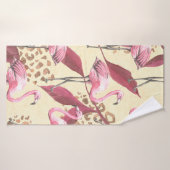 Seamless tropical pattern with pink flamingo, leav badhanddoek (Badhanddoek)
