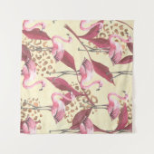 Seamless tropical pattern with pink flamingo, leav wandkleed (Voorkant (horizontaal))