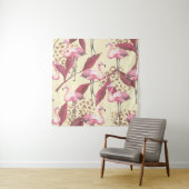 Seamless tropical pattern with pink flamingo, leav wandkleed (In situ)