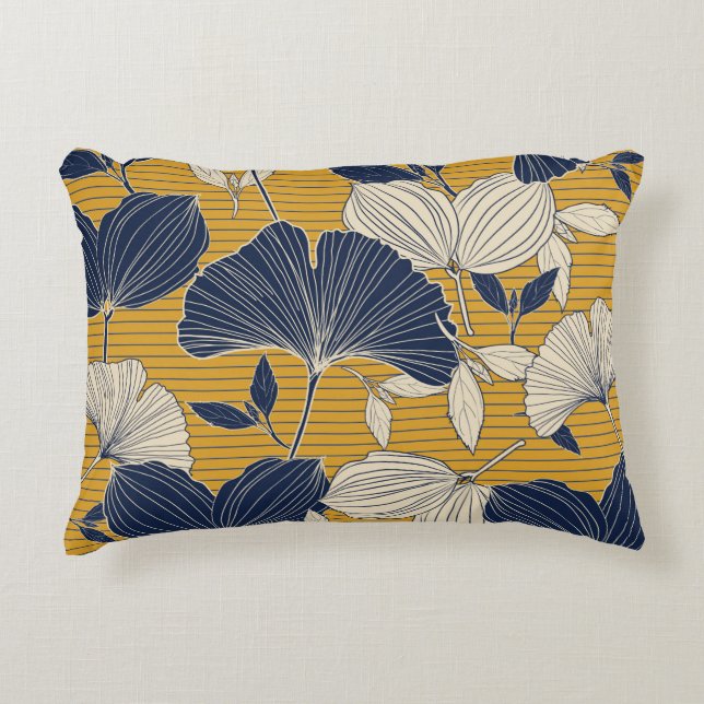 Seamless tropical plant and leaf pattern backgroun accent kussen (Voorkant)