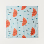 Seamless umbrellas and rain drops pattern. Waterco Wandkleed (Voorkant (horizontaal))