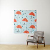 Seamless umbrellas and rain drops pattern. Waterco Wandkleed (In situ)