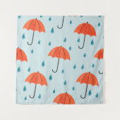 Seamless umbrellas and rain drops pattern. Waterco Wandkleed (Voorkant)