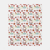 Seamless Valentine Pattern Christmas Santa, flower Fleece Deken (Voorkant)