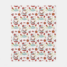 Seamless Valentine Pattern Christmas Santa, flower Fleece Deken