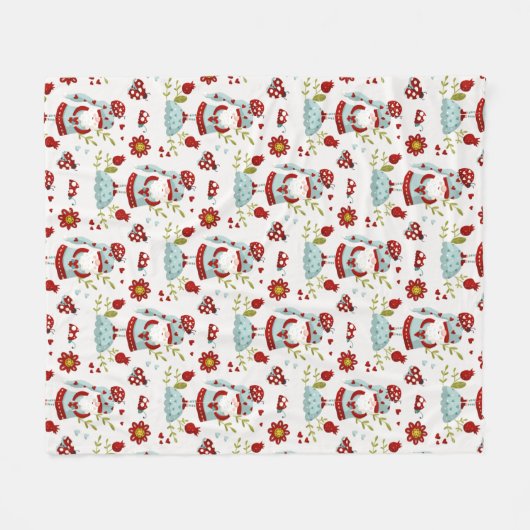 Seamless Valentine Pattern Christmas Santa, flower Fleece Deken (Voorkant (Horizontaal))