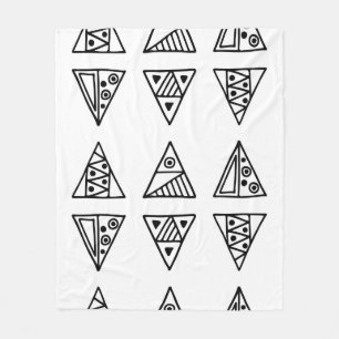 Seamless vintage. Black and white geometri Fleece Deken