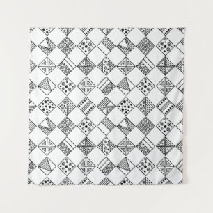 Seamless vintage. Black and white geometri Wandkleed