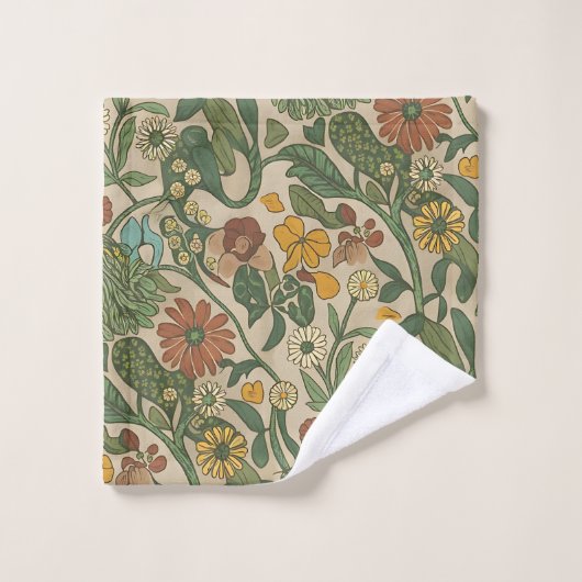 Seamless vintage botanical pattern bad handdoek (Wasdoekje)