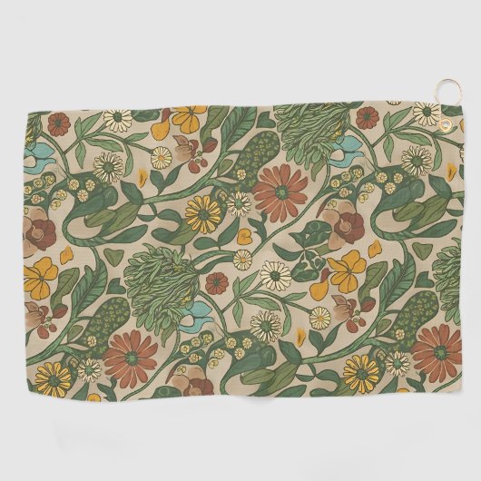 Seamless vintage botanical pattern  golfhanddoek (Horizontaal)