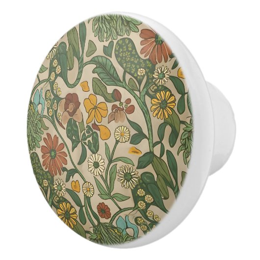 Seamless vintage botanical pattern  keramische knop (Rechts)