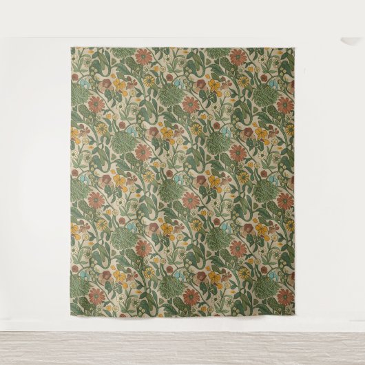 Seamless vintage botanical pattern  wandkleed (Voorkant)