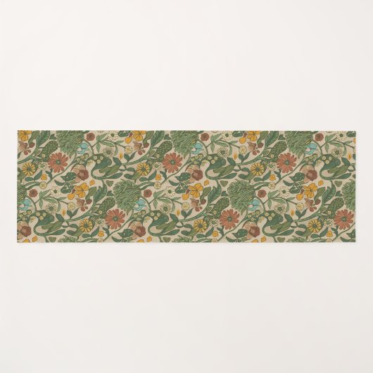Seamless vintage botanical pattern yogamat (Voorkant (horizontaal))
