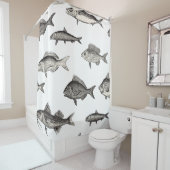 Seamless vintage fish patternvintage, fish, patter douchegordijn (In situ)