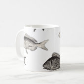 Seamless vintage fish patternvintage, fish, patter koffiemok (Voorkant links)
