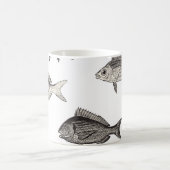Seamless vintage fish patternvintage, fish, patter koffiemok (Center)
