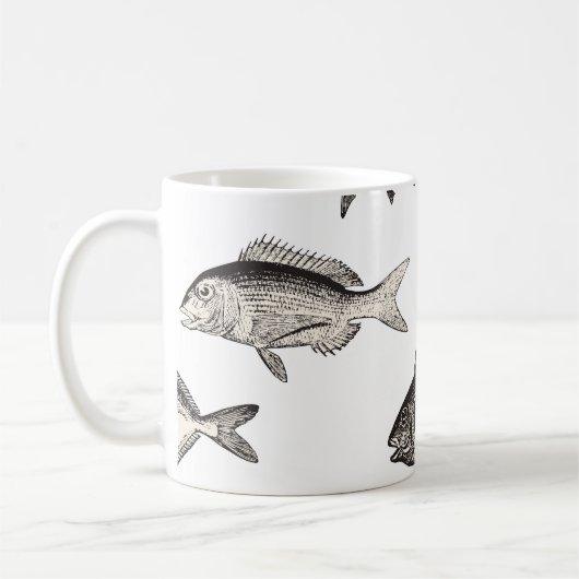 Seamless vintage fish patternvintage, fish, patter koffiemok (Links)